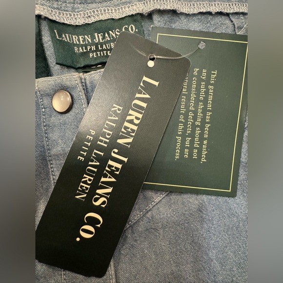 Ralph Lauren Vintage Chambray Maxi Skirt Women 4 petite Pearl Snap equestrian - Picture 10 of 12